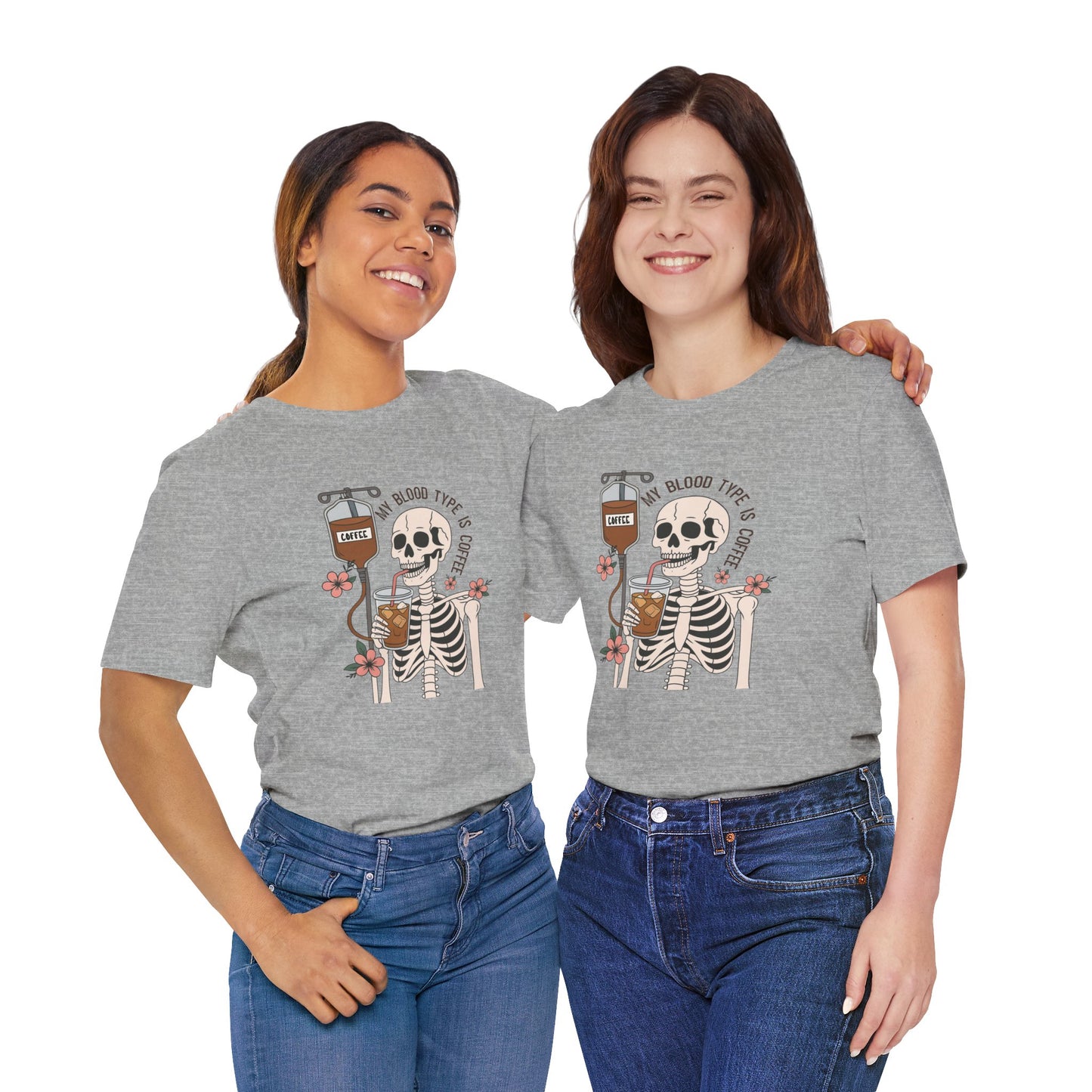 Coffee Lover's Skeleton Tee - Unisex Short Sleeve Shirt, Ideal Gift for Coffee Addicts, Fun Halloween Apparel, Quirky Coffee Shirt