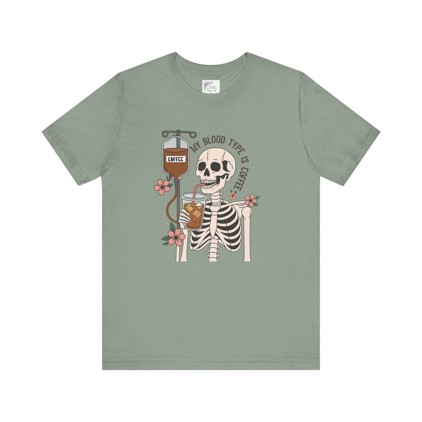 Coffee Lover's Skeleton Tee - Unisex Short Sleeve Shirt, Ideal Gift for Coffee Addicts, Fun Halloween Apparel, Quirky Coffee Shirt