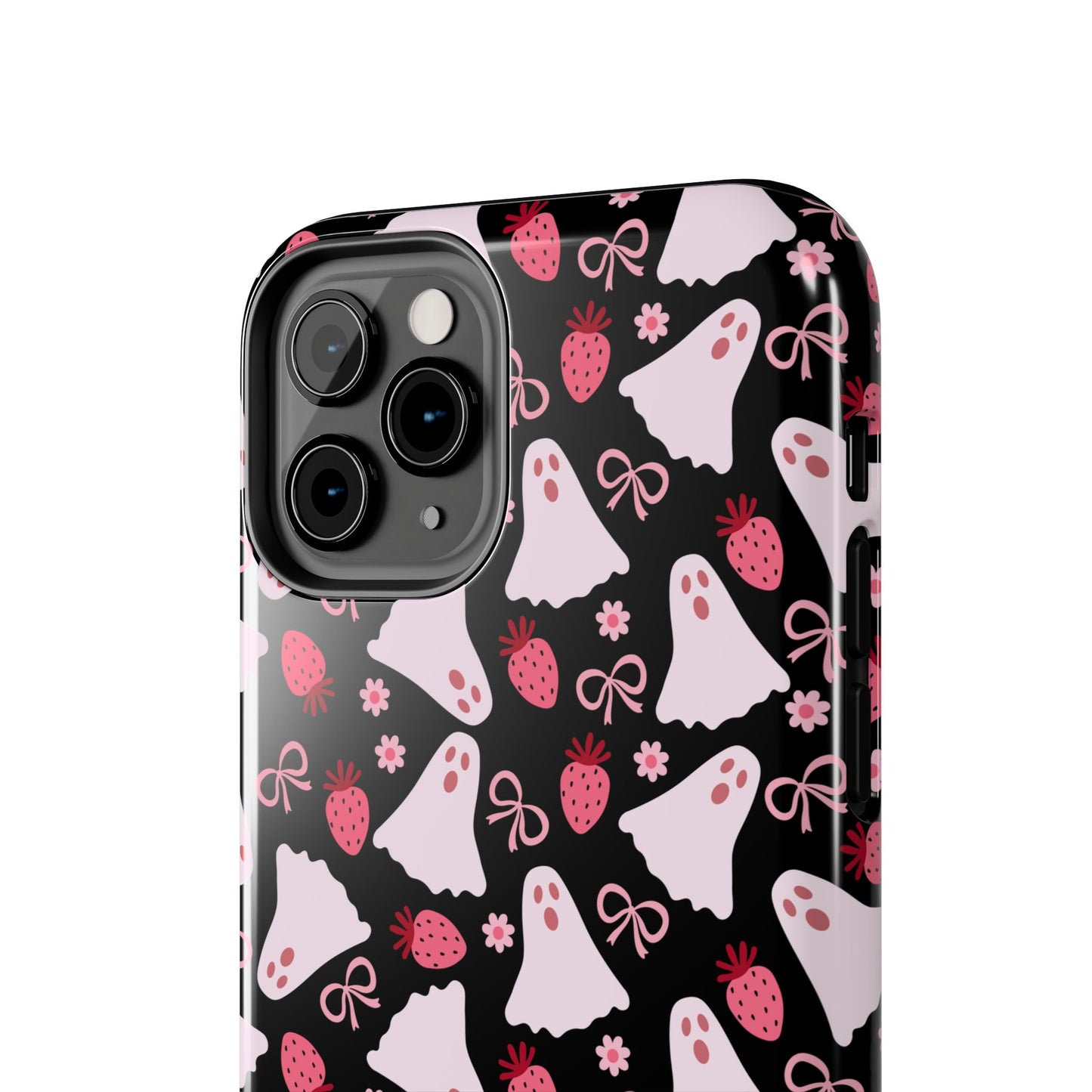 Cute Ghosts and Strawberries Phone Case | Tough Phone Cases, Halloween Accessories, Unique Gift Ideas, Spooky Aesthetic, Everyday Style