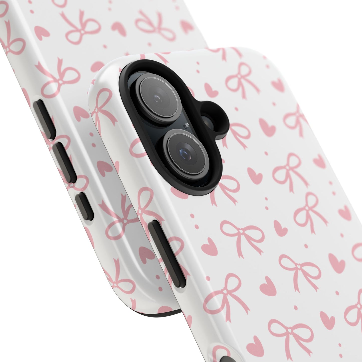 Love & Bows Tough Phone Cases for Girls, Cute Phone Cover, Valentine's Day Gift, Girly Accessories, Heart Pattern
