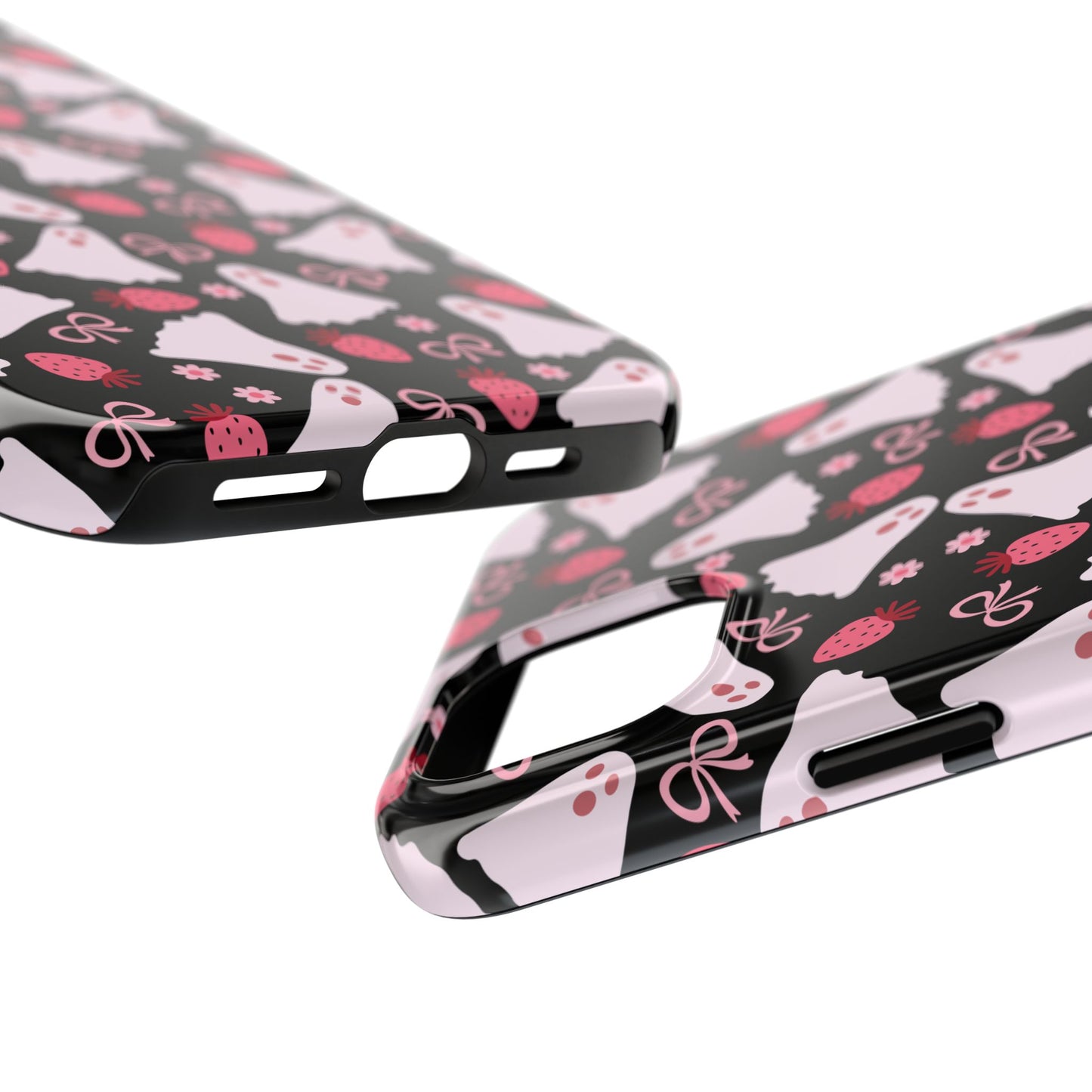 Cute Ghosts and Strawberries Phone Case | Tough Phone Cases, Halloween Accessories, Unique Gift Ideas, Spooky Aesthetic, Everyday Style
