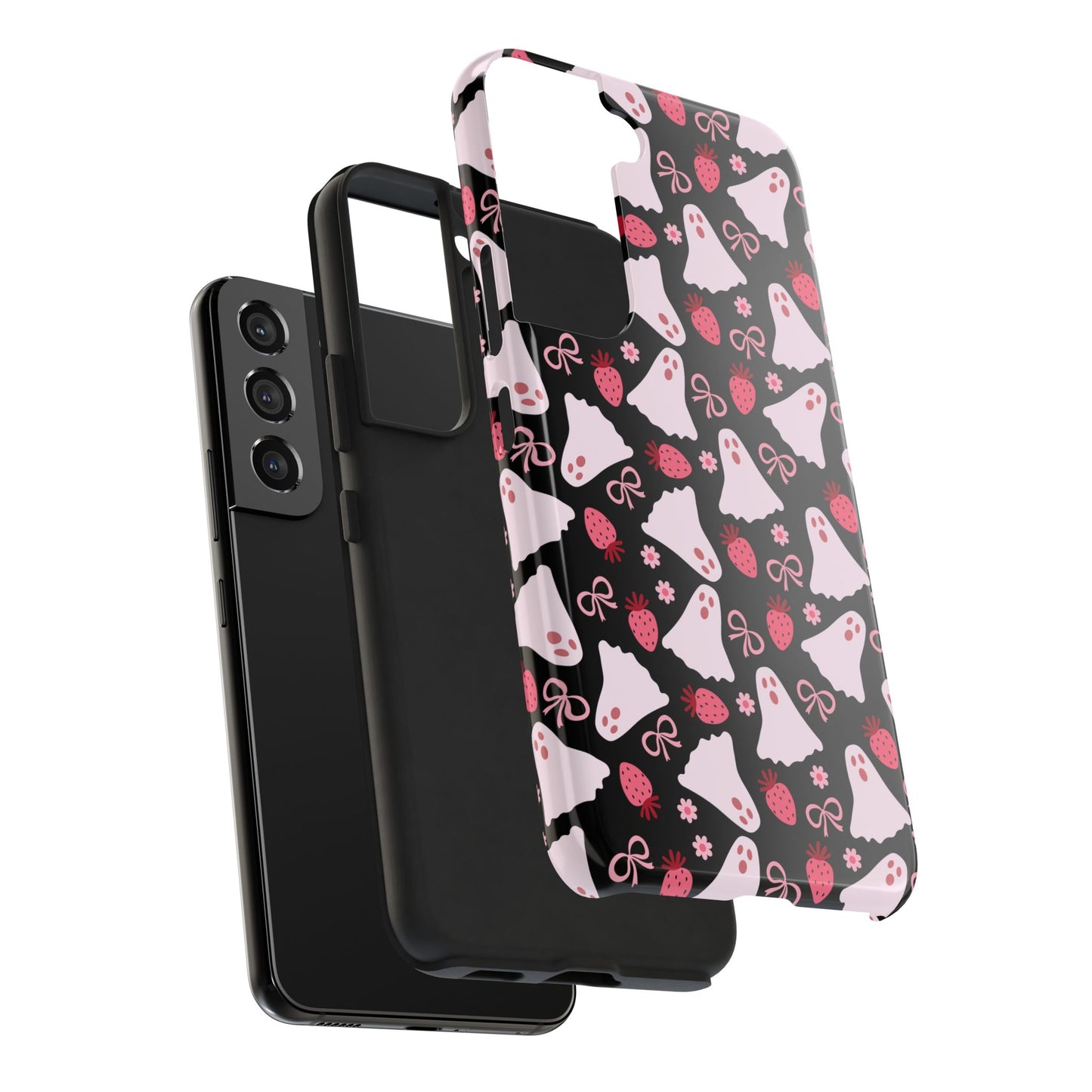 Cute Ghosts and Strawberries Phone Case | Tough Phone Cases, Halloween Accessories, Unique Gift Ideas, Spooky Aesthetic, Everyday Style