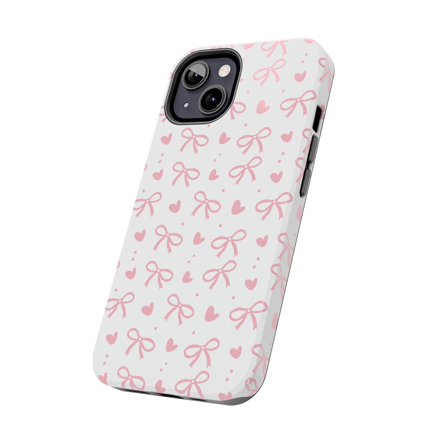 Love & Bows Tough Phone Cases for Girls, Cute Phone Cover, Valentine's Day Gift, Girly Accessories, Heart Pattern
