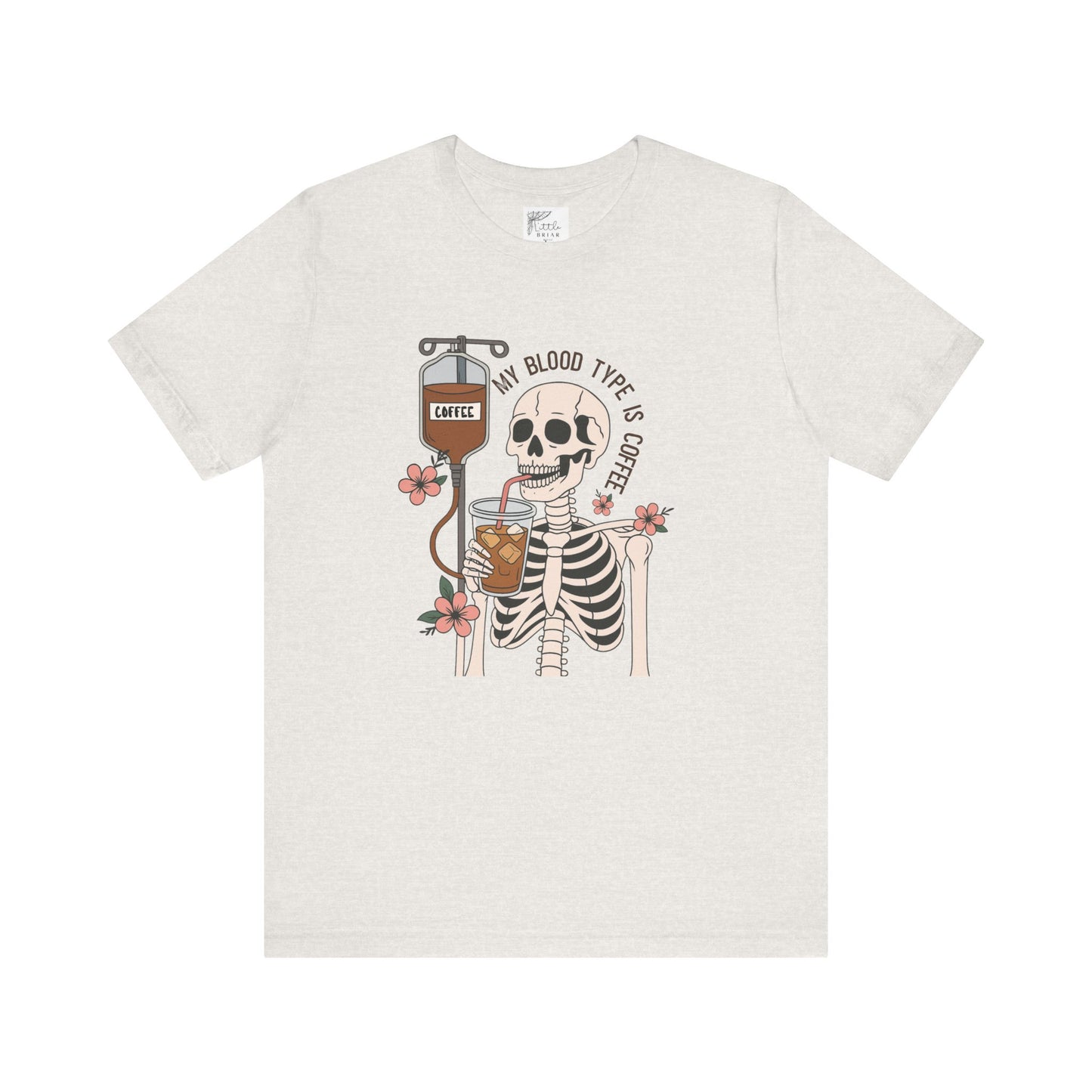 Coffee Lover's Skeleton Tee - Unisex Short Sleeve Shirt, Ideal Gift for Coffee Addicts, Fun Halloween Apparel, Quirky Coffee Shirt
