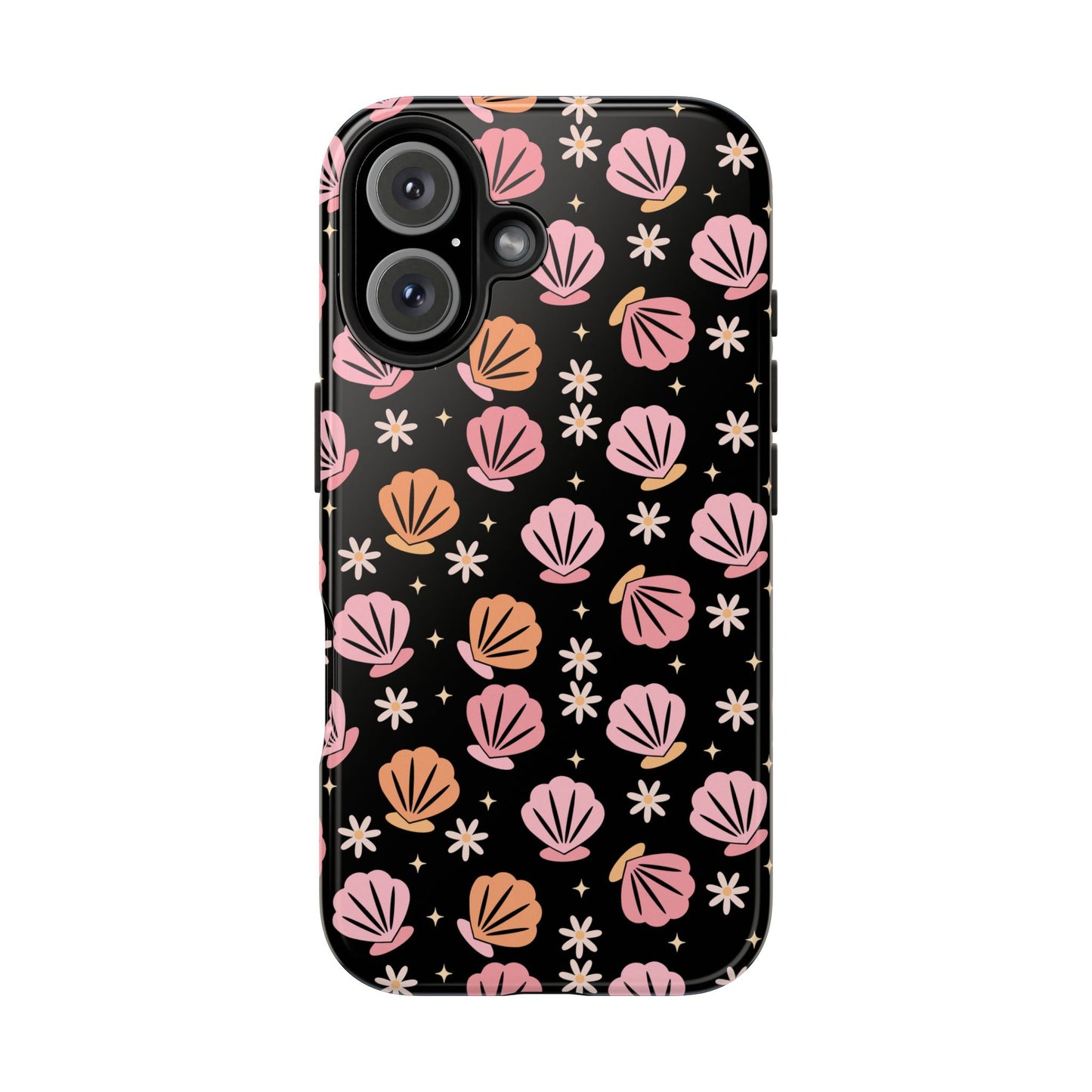 Floral Tough Phone Cases for Trendy Protection, Shell Pattern Phone Cover, Vibrant Floral Case, Girly Gift, Cute Tech Accessories