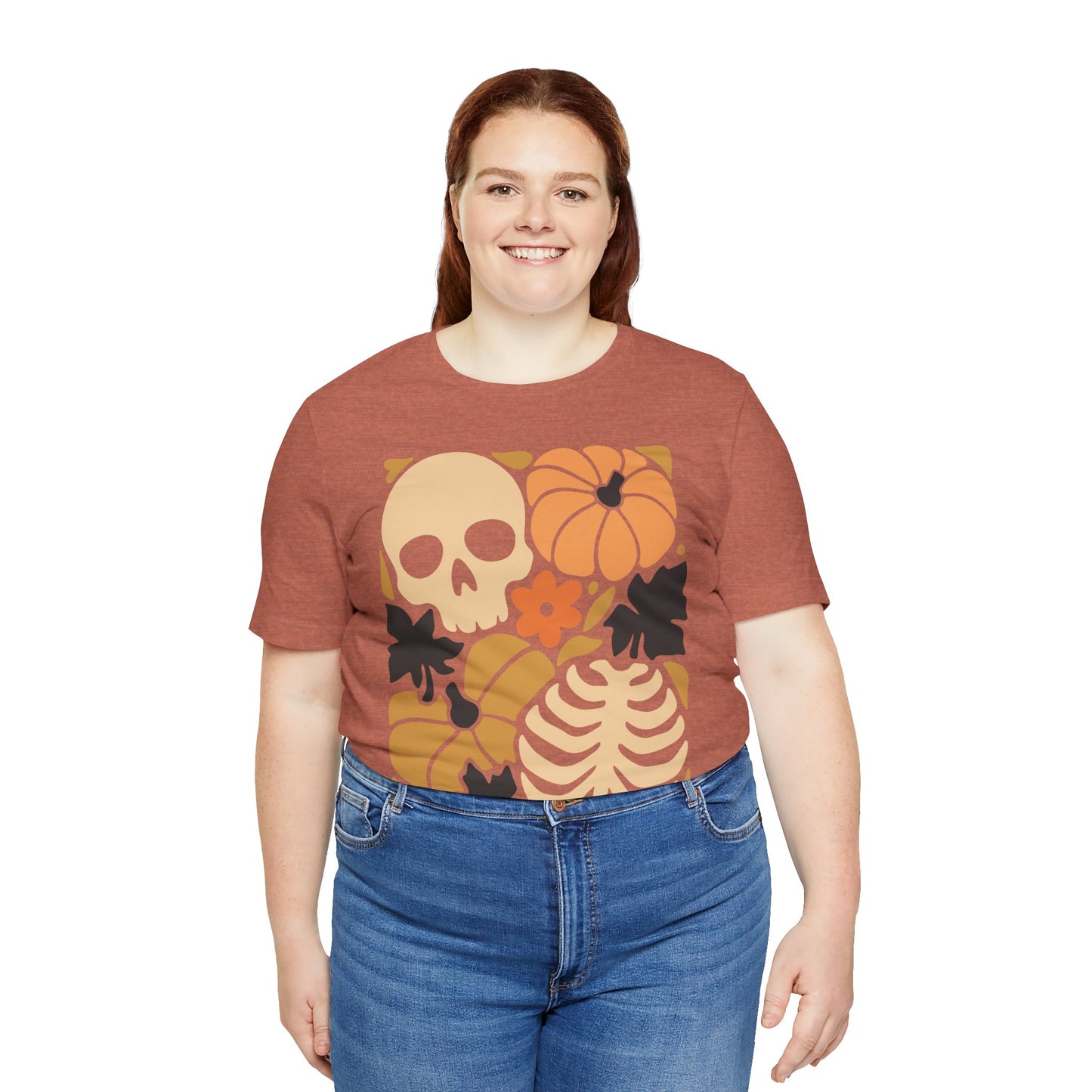 Autumn Vibes Graphic Tee | Halloween Shirt, Fall Apparel, Unisex Tee, Spooky Fashion, Pumpkin Skull Top