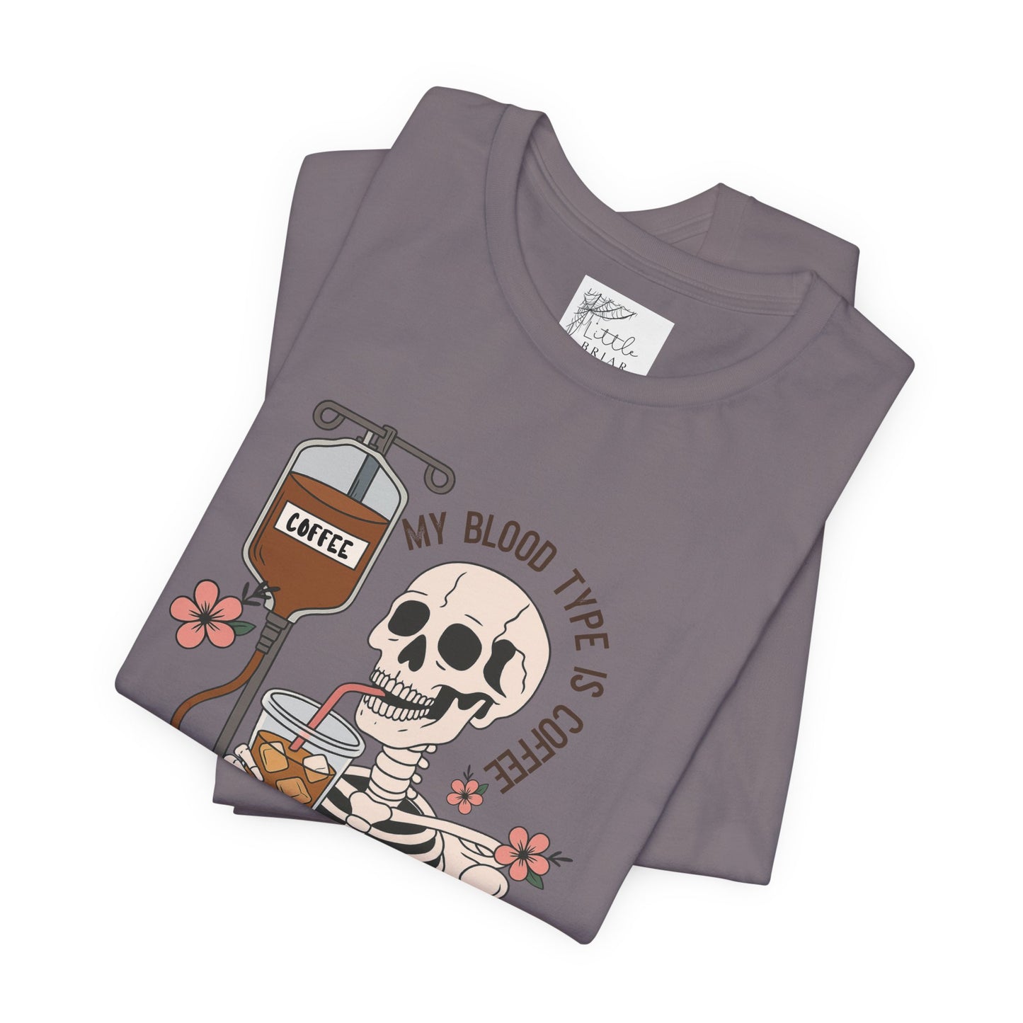 Coffee Lover's Skeleton Tee - Unisex Short Sleeve Shirt, Ideal Gift for Coffee Addicts, Fun Halloween Apparel, Quirky Coffee Shirt