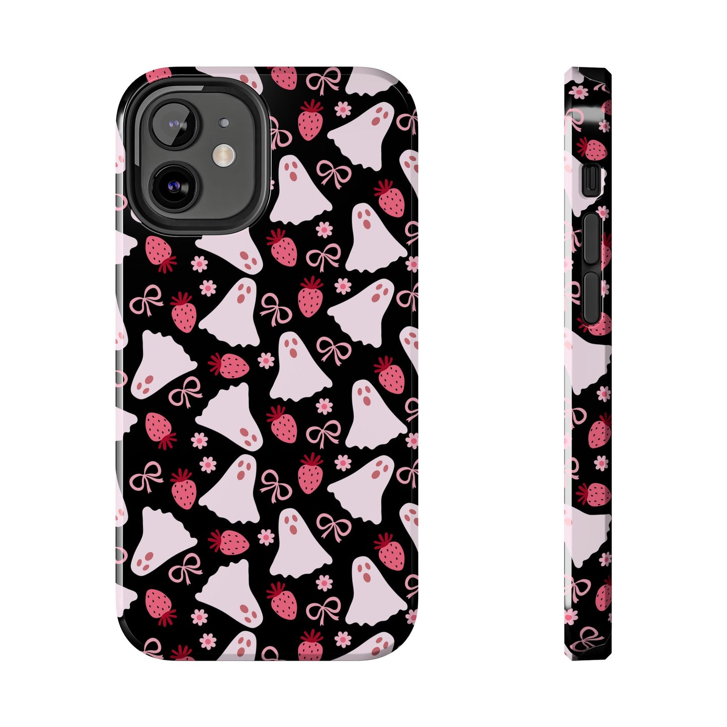 Cute Ghosts and Strawberries Phone Case | Tough Phone Cases, Halloween Accessories, Unique Gift Ideas, Spooky Aesthetic, Everyday Style