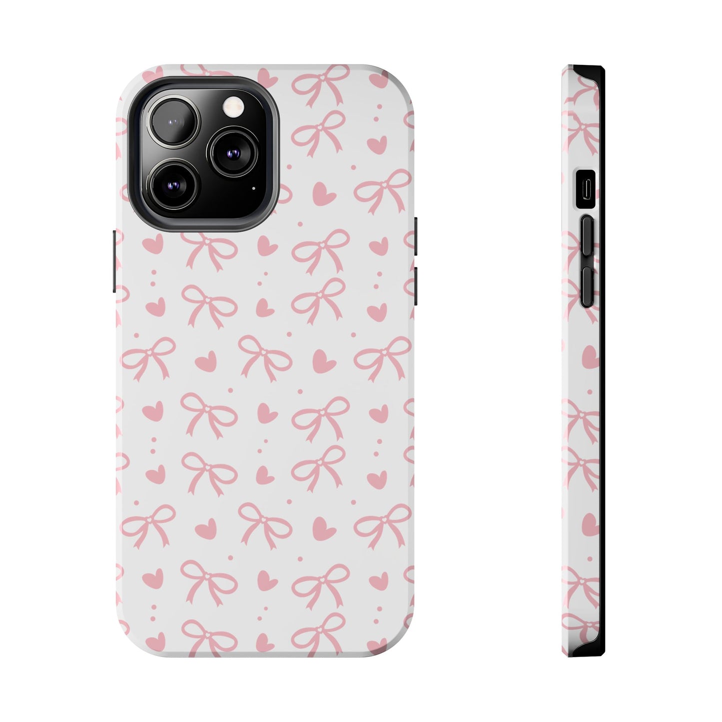 Love & Bows Tough Phone Cases for Girls, Cute Phone Cover, Valentine's Day Gift, Girly Accessories, Heart Pattern