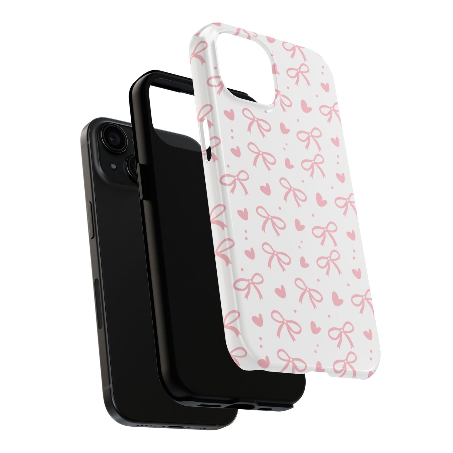 Love & Bows Tough Phone Cases for Girls, Cute Phone Cover, Valentine's Day Gift, Girly Accessories, Heart Pattern
