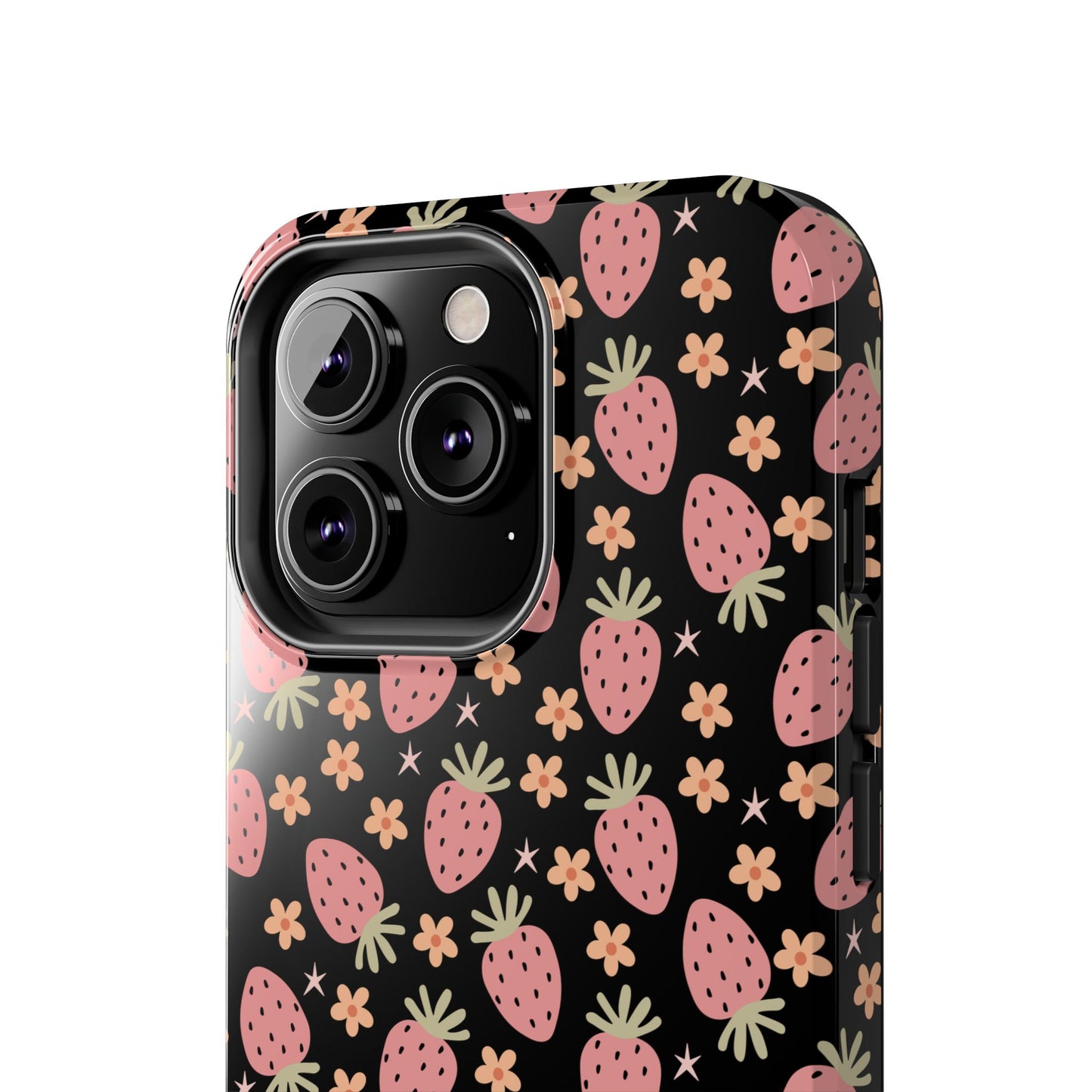 Cute Strawberry Pattern Tough Phone Cases, Floral Phone Cover, Protective Case, Gift for Her, Summer Vibes, Cute Accessories
