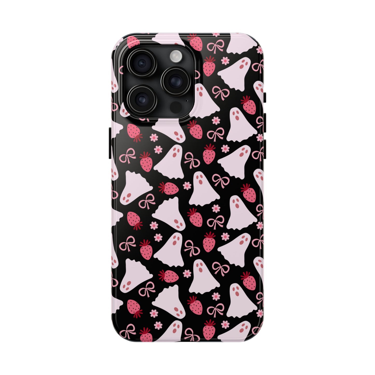 Cute Ghosts and Strawberries Phone Case | Tough Phone Cases, Halloween Accessories, Unique Gift Ideas, Spooky Aesthetic, Everyday Style