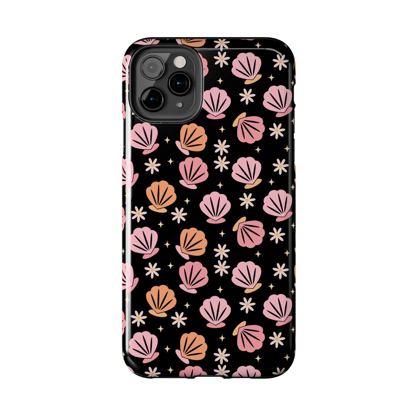 Floral Tough Phone Cases for Trendy Protection, Shell Pattern Phone Cover, Vibrant Floral Case, Girly Gift, Cute Tech Accessories