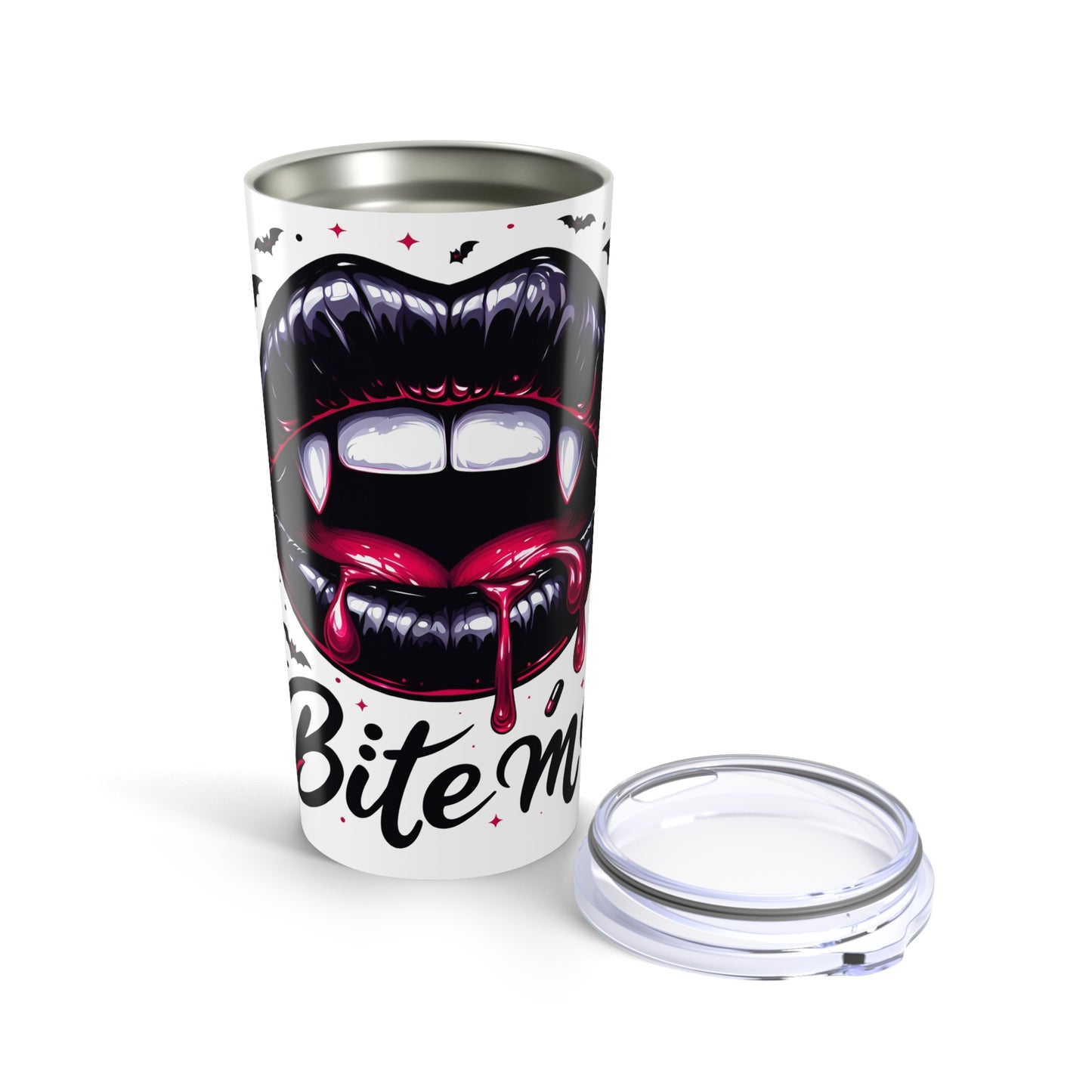 Vampire Kiss 20oz Tumbler, Halloween Travel Mug, Boozy Coffee Cup, Spooky Drinkware, Gift for Vampire Lovers, Bite Me Design
