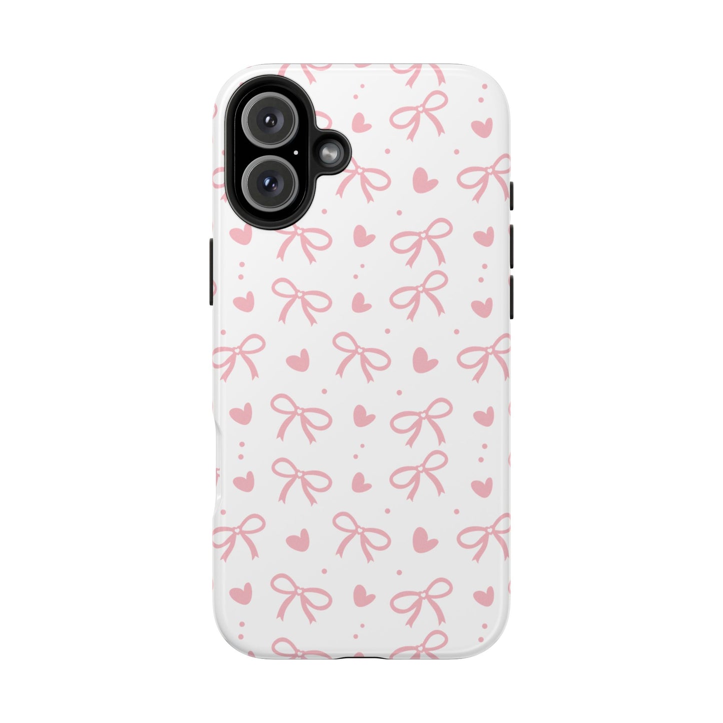 Love & Bows Tough Phone Cases for Girls, Cute Phone Cover, Valentine's Day Gift, Girly Accessories, Heart Pattern