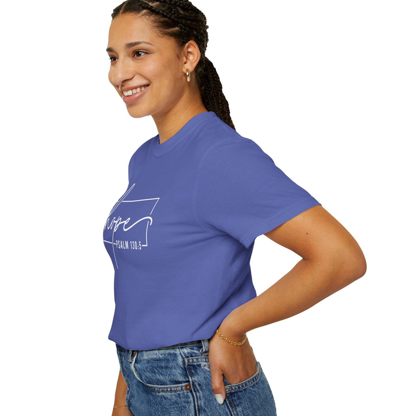 Hope T-Shirt, Garment-Dyed Tee, Inspirational Apparel, Christian Gift, Faith-Based Fashion, Psalm 130:5 Quote Shirt