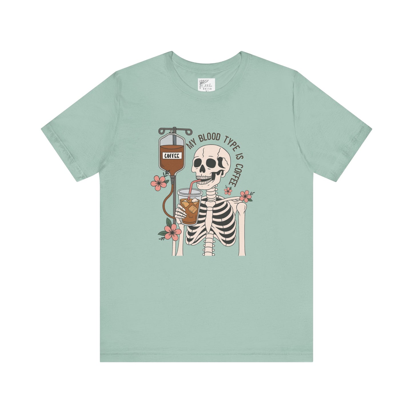 Coffee Lover's Skeleton Tee - Unisex Short Sleeve Shirt, Ideal Gift for Coffee Addicts, Fun Halloween Apparel, Quirky Coffee Shirt
