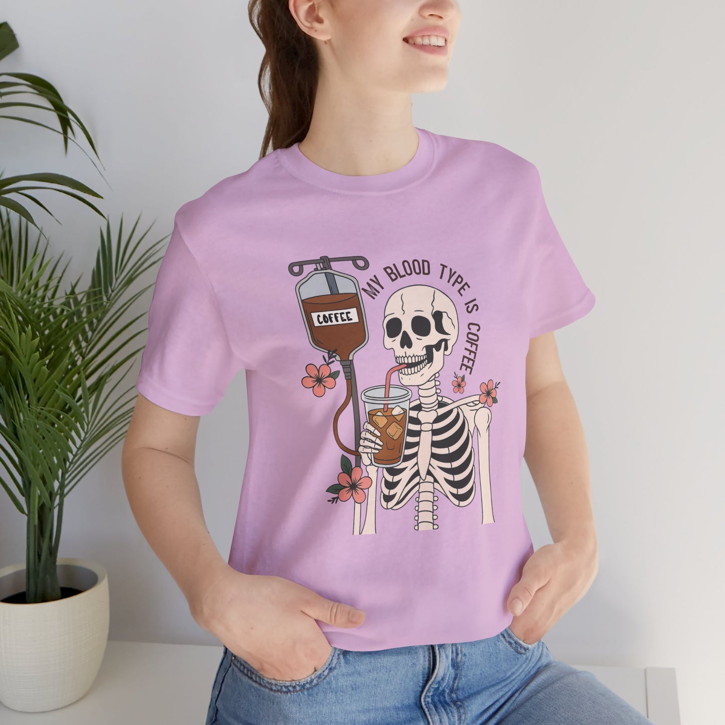 Coffee Lover's Skeleton Tee - Unisex Short Sleeve Shirt, Ideal Gift for Coffee Addicts, Fun Halloween Apparel, Quirky Coffee Shirt