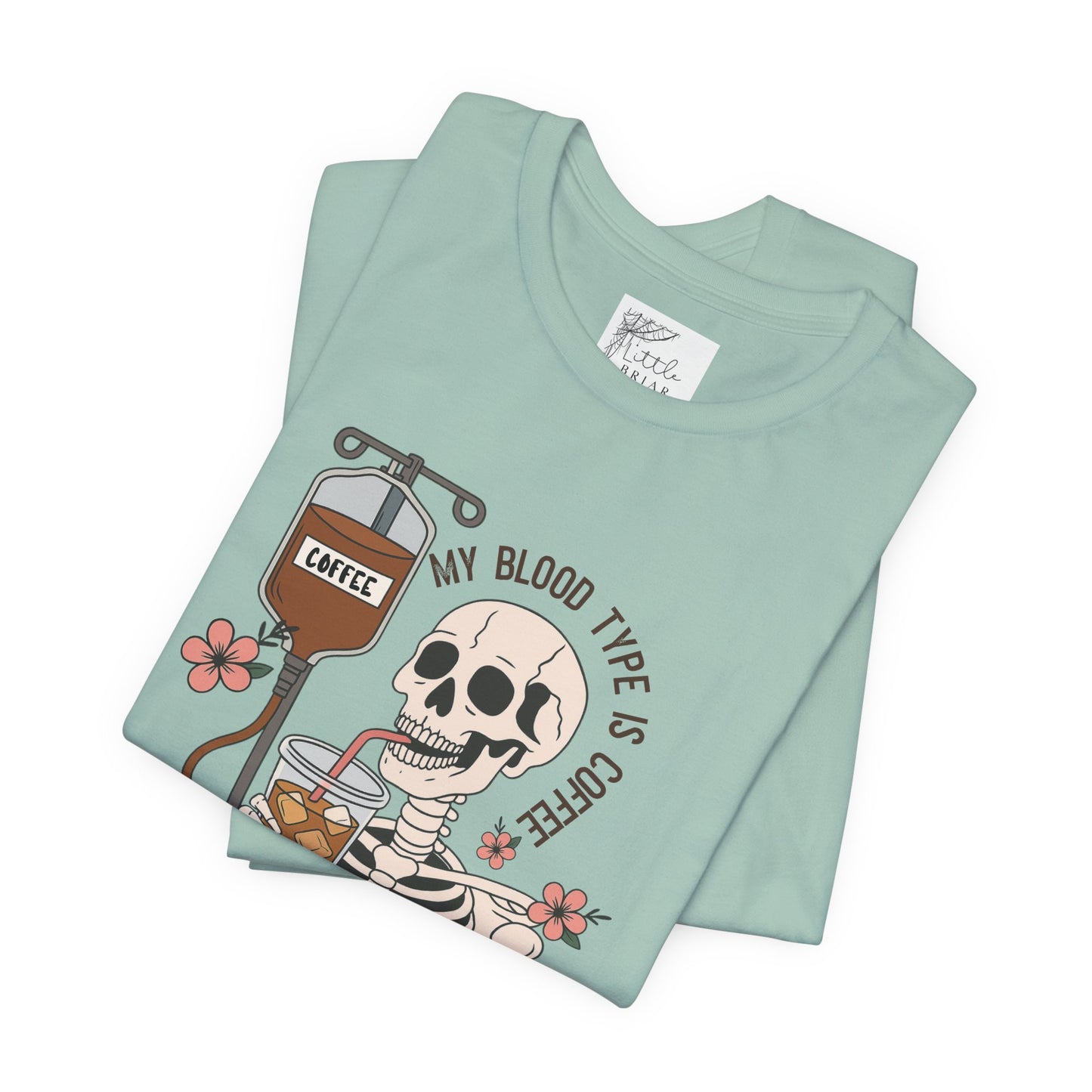 Coffee Lover's Skeleton Tee - Unisex Short Sleeve Shirt, Ideal Gift for Coffee Addicts, Fun Halloween Apparel, Quirky Coffee Shirt