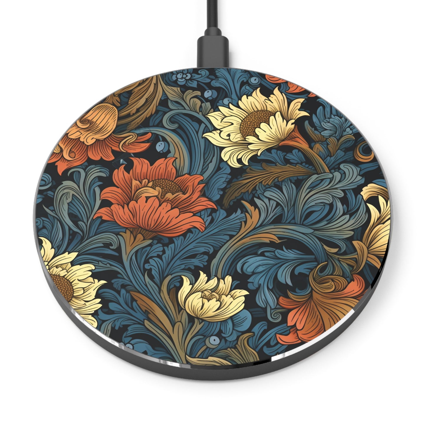 William Morris Style Floral Print Wireless Charger