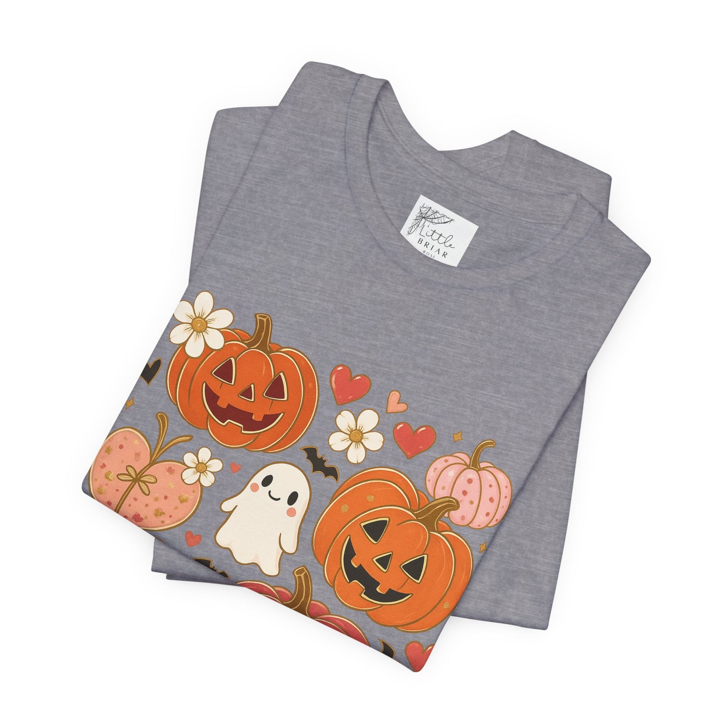 Halloween Ghost & Pumpkin Tee, Perfect for Fall, Halloween Parties, Cozy Autumn Wear, Unisex T-Shirt, Seasonal Gift Idea