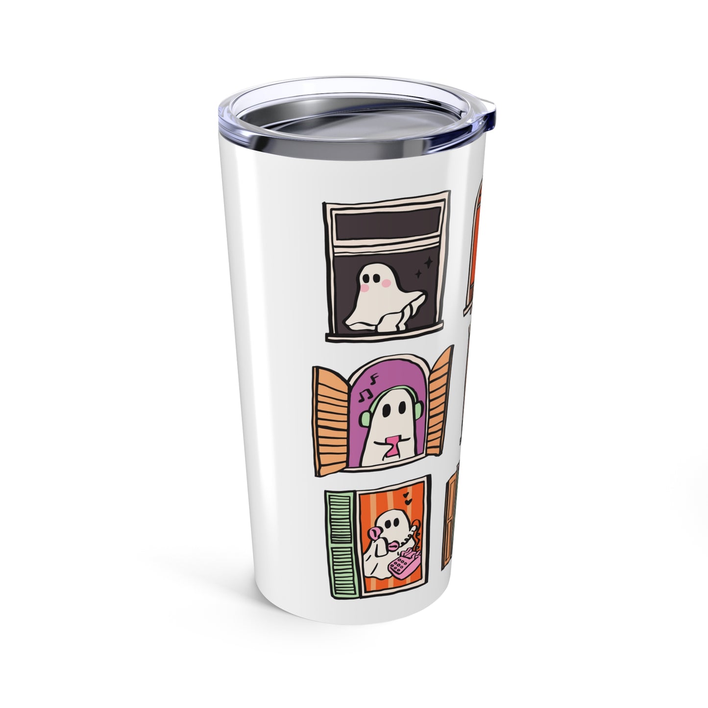 Whimsical Ghost Tumbler 20oz - Cute Halloween Drinkware, Spooky Gift for Ghost Lovers, Fall Decor, Cozy Sips