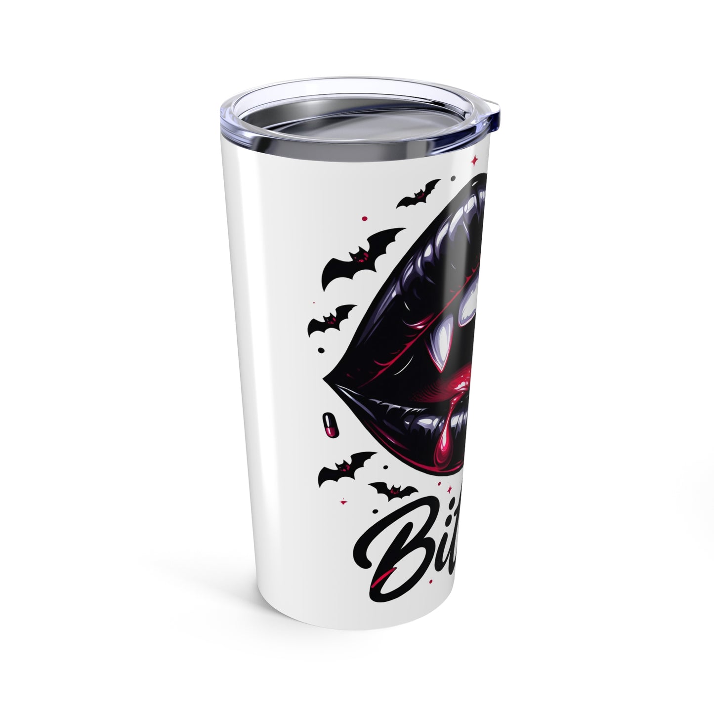 Vampire Kiss 20oz Tumbler, Halloween Travel Mug, Boozy Coffee Cup, Spooky Drinkware, Gift for Vampire Lovers, Bite Me Design