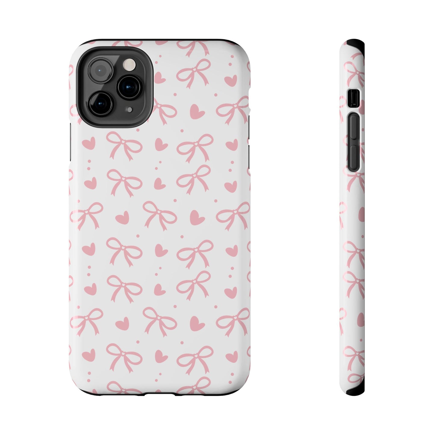 Love & Bows Tough Phone Cases for Girls, Cute Phone Cover, Valentine's Day Gift, Girly Accessories, Heart Pattern