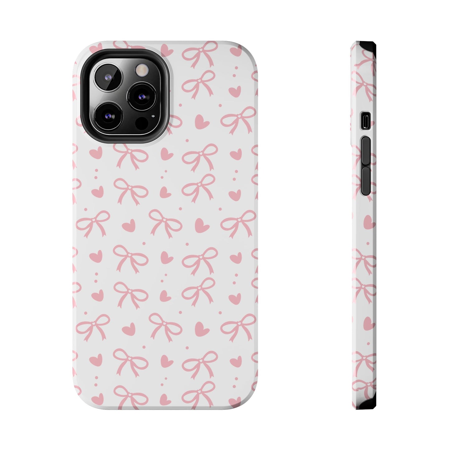 Love & Bows Tough Phone Cases for Girls, Cute Phone Cover, Valentine's Day Gift, Girly Accessories, Heart Pattern
