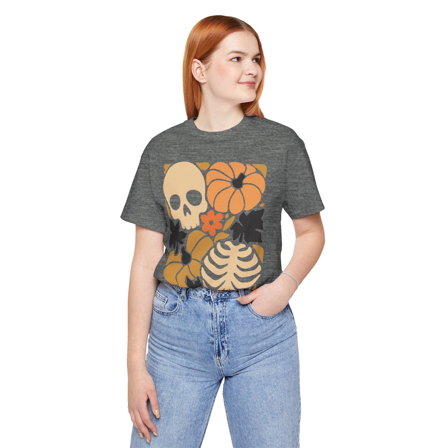 Autumn Vibes Graphic Tee | Halloween Shirt, Fall Apparel, Unisex Tee, Spooky Fashion, Pumpkin Skull Top