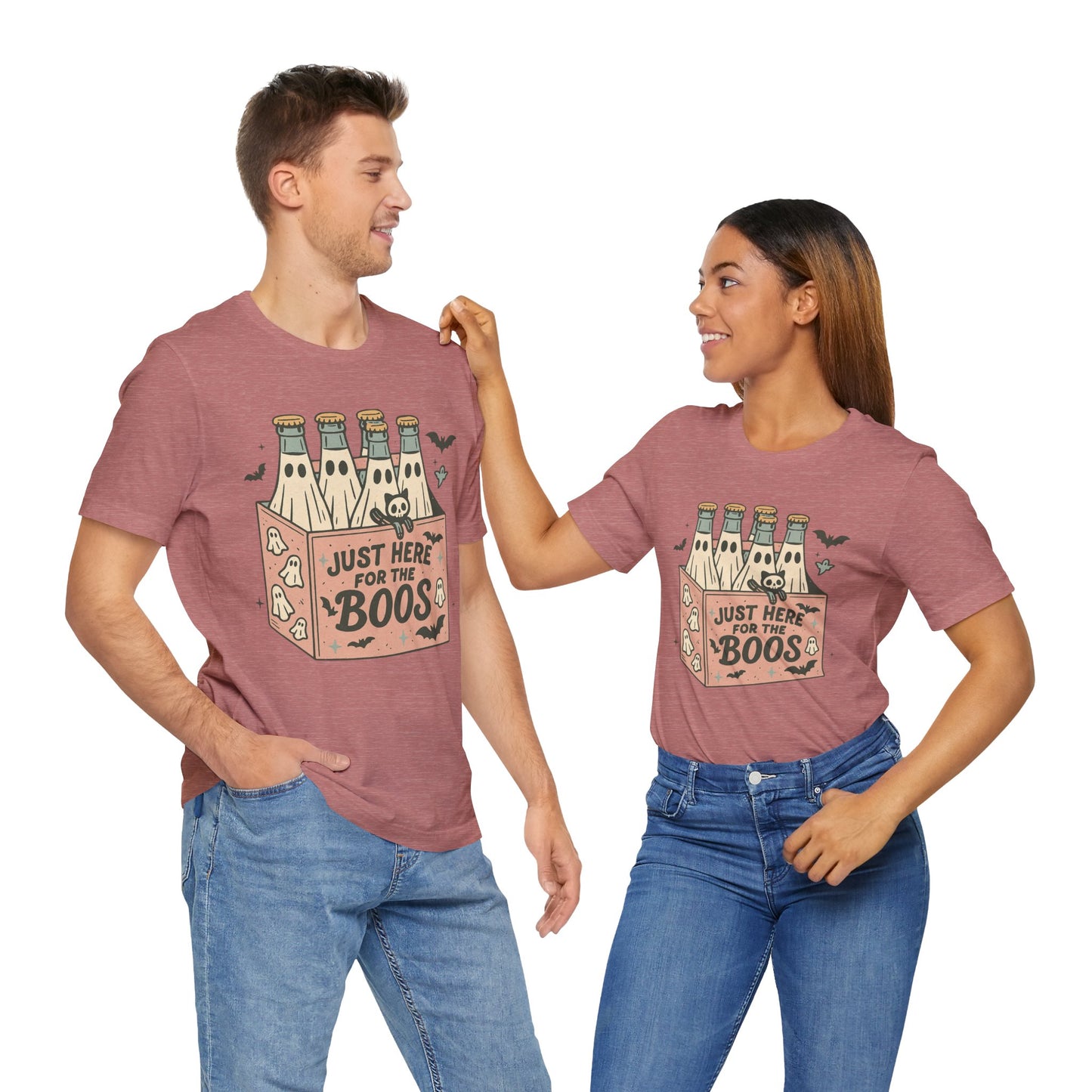 Halloween Vibes Unisex Tee - Just Here for the Boos, Fun Halloween Shirt, Party Wear, Gag Gift, Ghostly Spirit Classy Wear