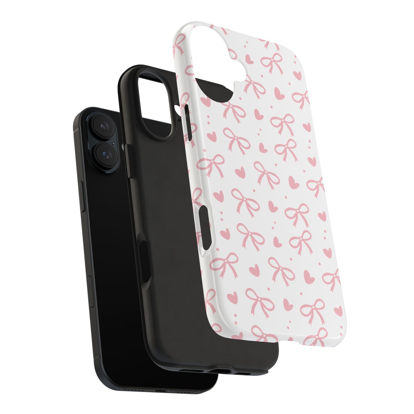 Love & Bows Tough Phone Cases for Girls, Cute Phone Cover, Valentine's Day Gift, Girly Accessories, Heart Pattern