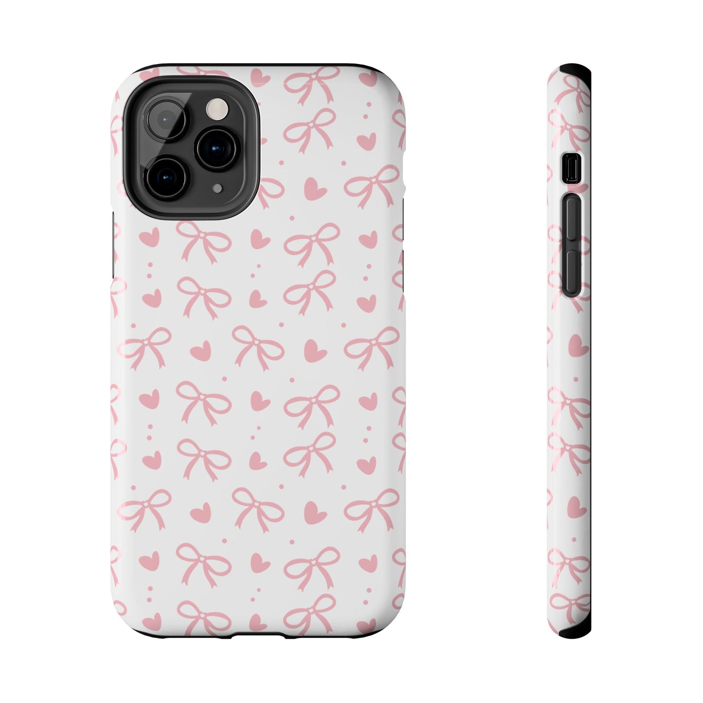 Love & Bows Tough Phone Cases for Girls, Cute Phone Cover, Valentine's Day Gift, Girly Accessories, Heart Pattern