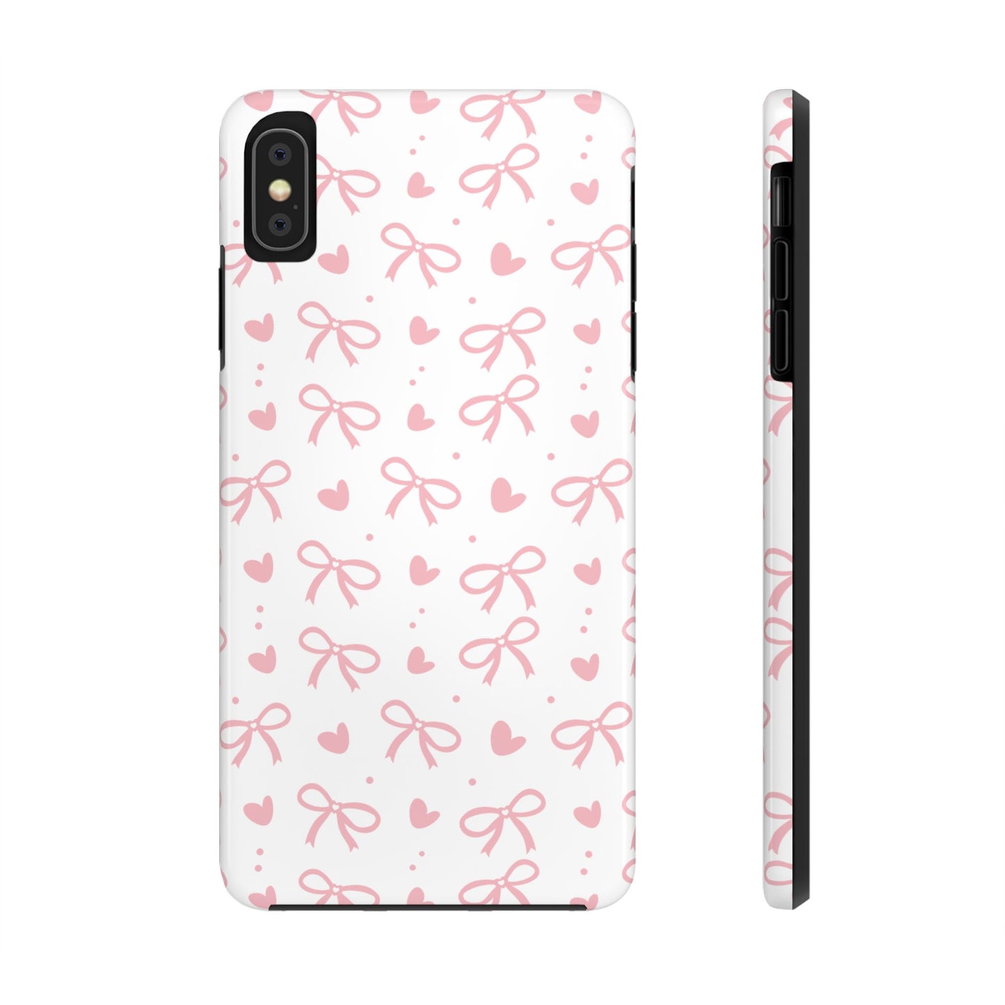 Love & Bows Tough Phone Cases for Girls, Cute Phone Cover, Valentine's Day Gift, Girly Accessories, Heart Pattern