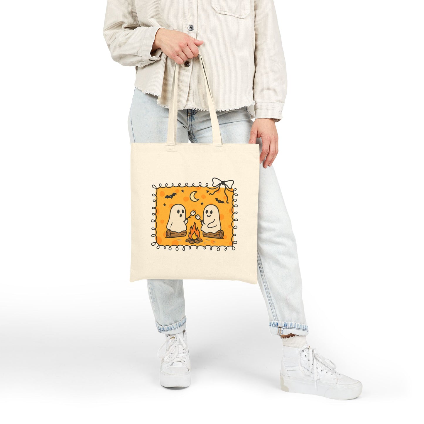 Cute Halloween Ghosts Tote Bag, Eco-Friendly Shopper, Fall Vibes, Gift for Witchy Friends, Spooky Season Bag