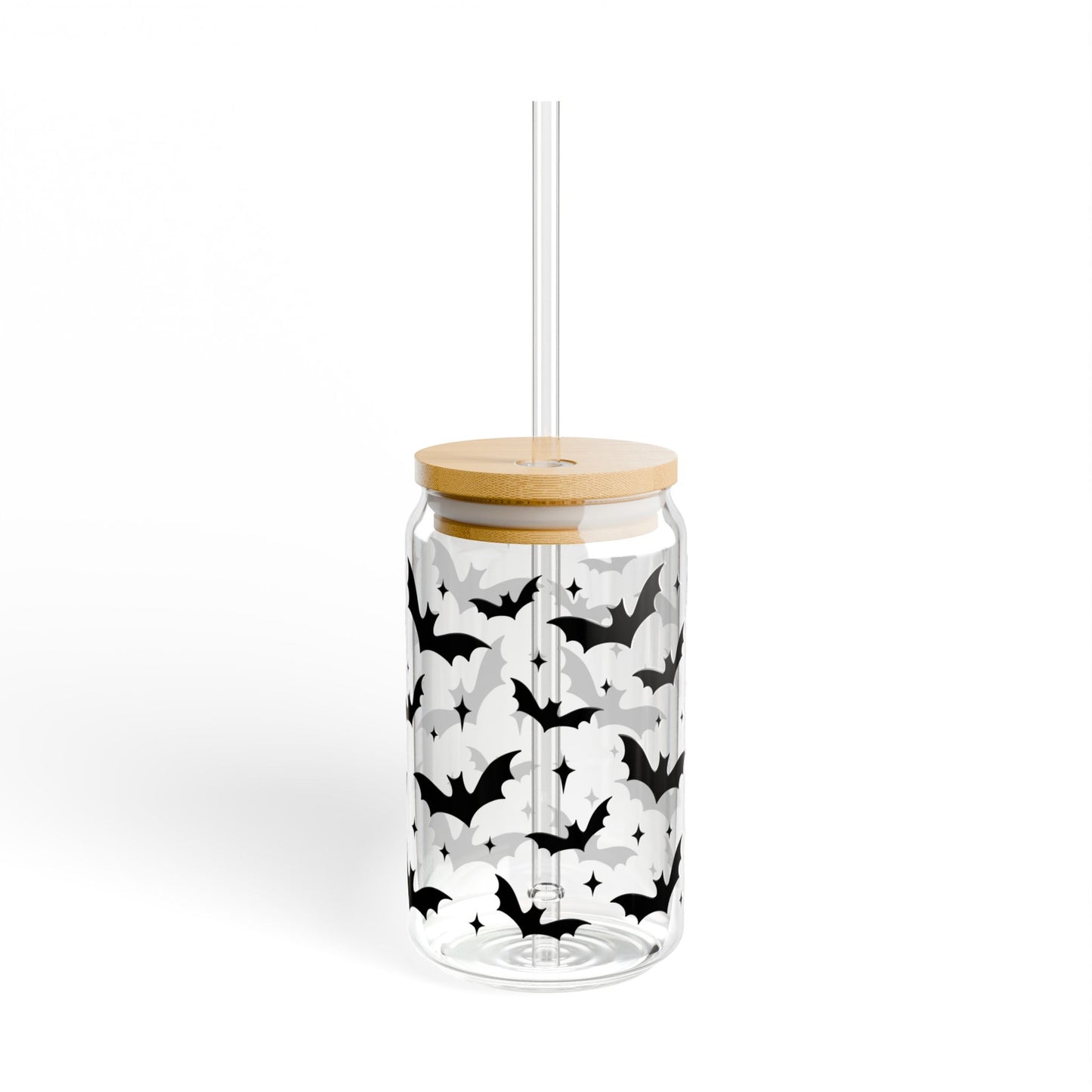 Halloween Bat Sipper Glass | 16oz Drinkware, Unique Glass Mug, Spooky Decor, Party Favor, Water Bottle