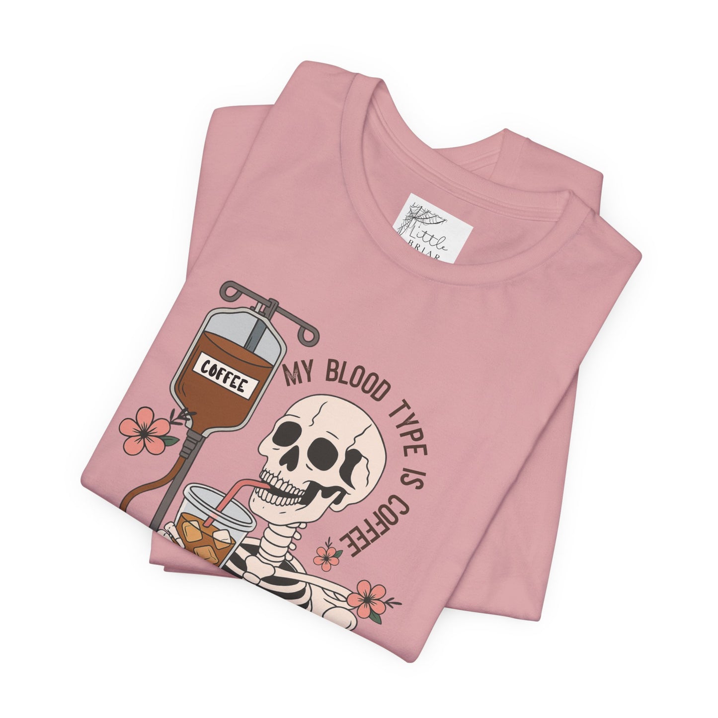 Coffee Lover's Skeleton Tee - Unisex Short Sleeve Shirt, Ideal Gift for Coffee Addicts, Fun Halloween Apparel, Quirky Coffee Shirt