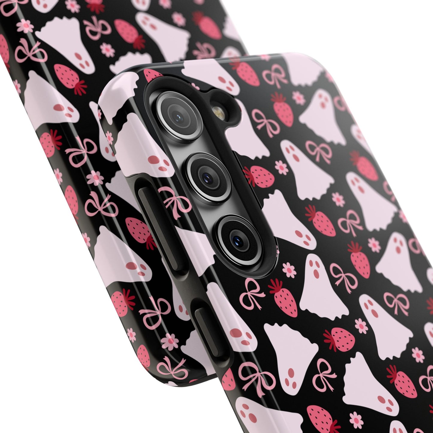 Cute Ghosts and Strawberries Phone Case | Tough Phone Cases, Halloween Accessories, Unique Gift Ideas, Spooky Aesthetic, Everyday Style