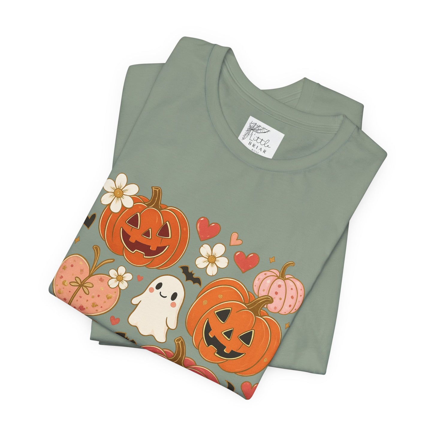 Halloween Ghost & Pumpkin Tee, Perfect for Fall, Halloween Parties, Cozy Autumn Wear, Unisex T-Shirt, Seasonal Gift Idea