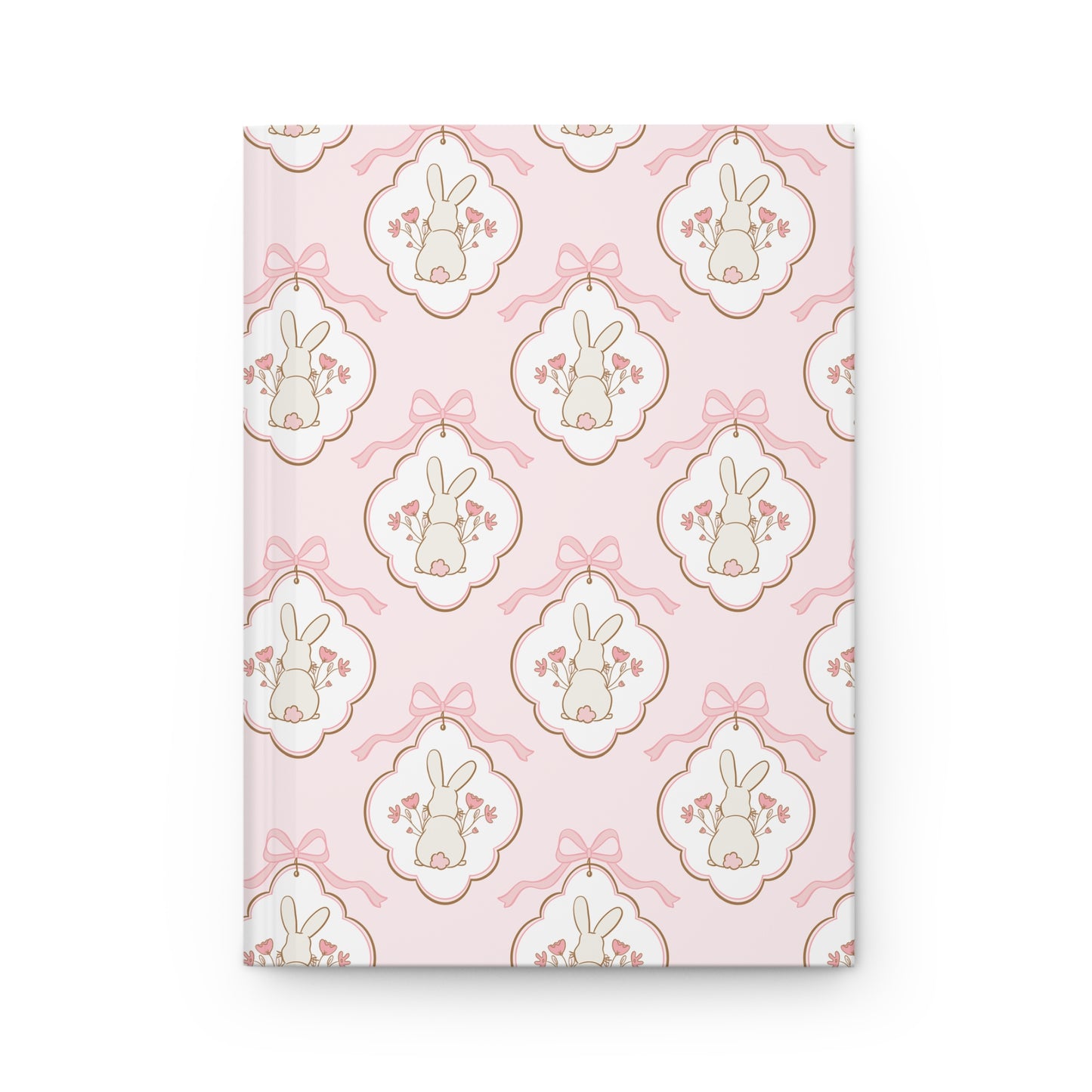 Floral Bunny Hardcover Journal - Cute Pink Design for Kids & Easter