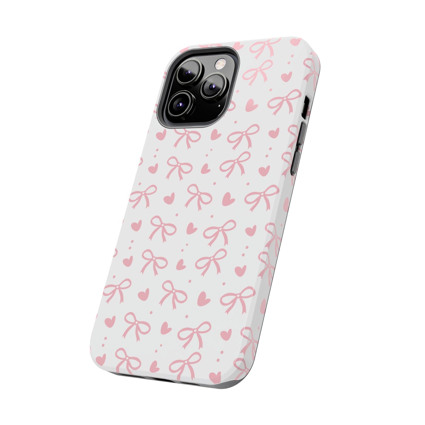Love & Bows Tough Phone Cases for Girls, Cute Phone Cover, Valentine's Day Gift, Girly Accessories, Heart Pattern