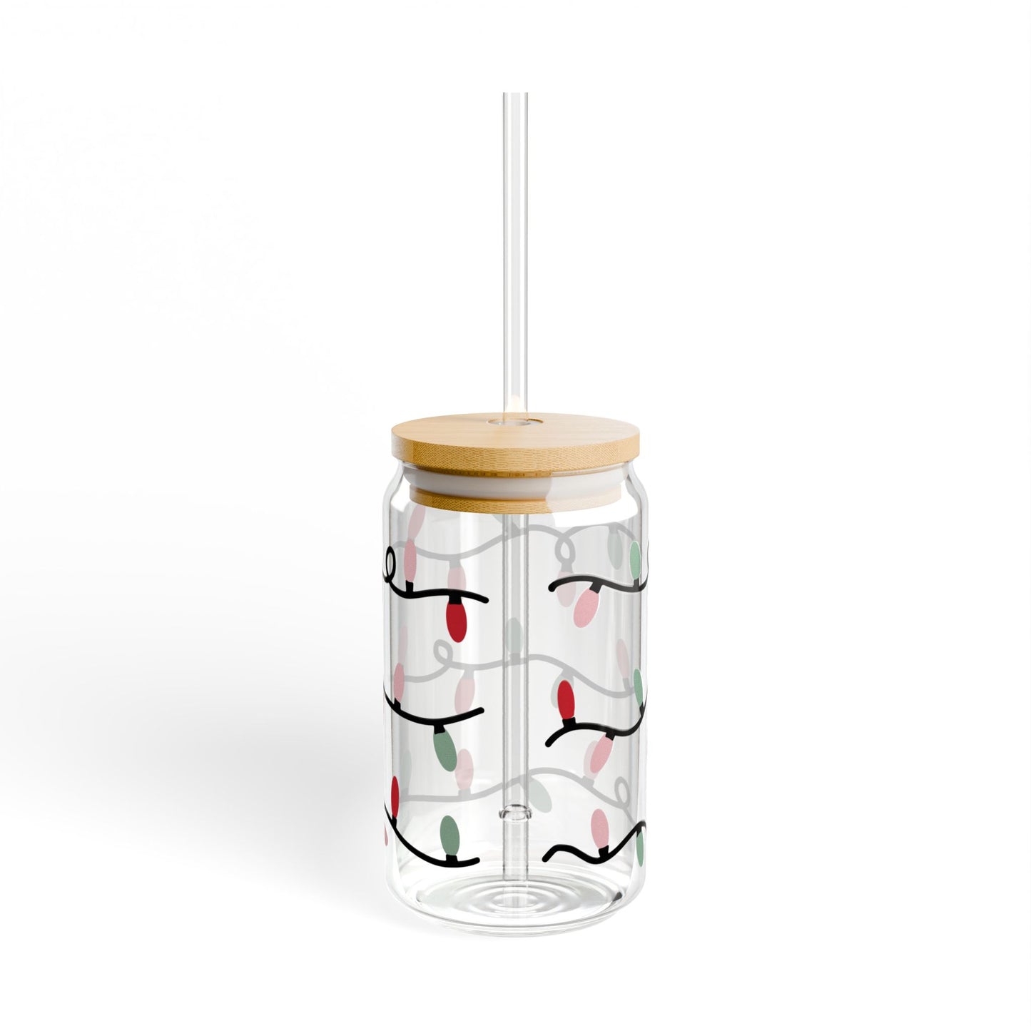 Festive Sipper Glass, 16oz - Holiday Drinkware, Christmas Gifts, Reusable Glass, Eco-Friendly, Party Essentials