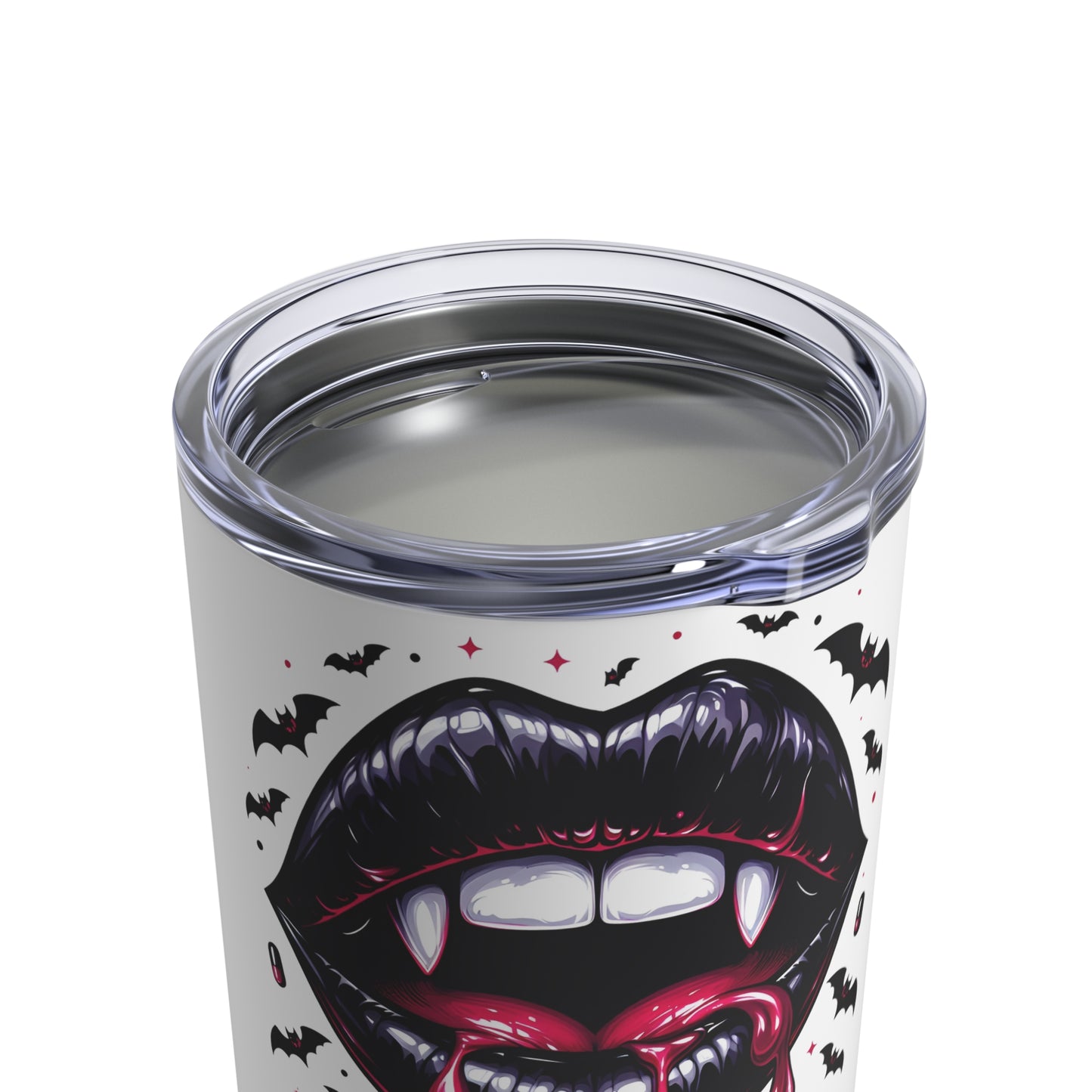 Vampire Kiss Stainless Steel Tumbler, Bite Me Drinkware, Halloween Gift, Gothic Decor, Spooky Party Supplies, Blood Drip Mug