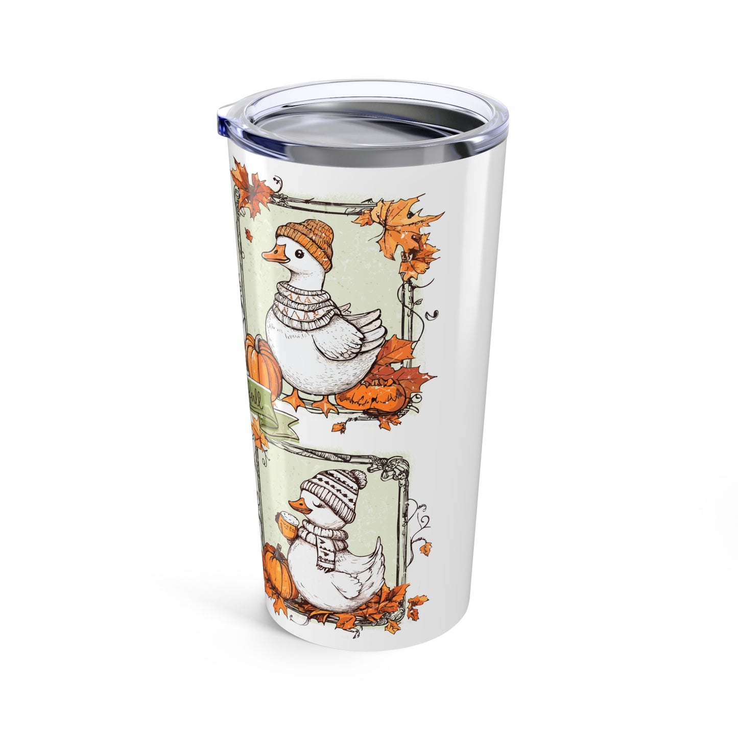 Autumn-Themed 20oz Tumbler with Pumpkin and Goose Design, Fall Drinkware, Thanksgiving Gift, Seasonal Mug, Cozy Decor, Hoppy Fall Tumbler
