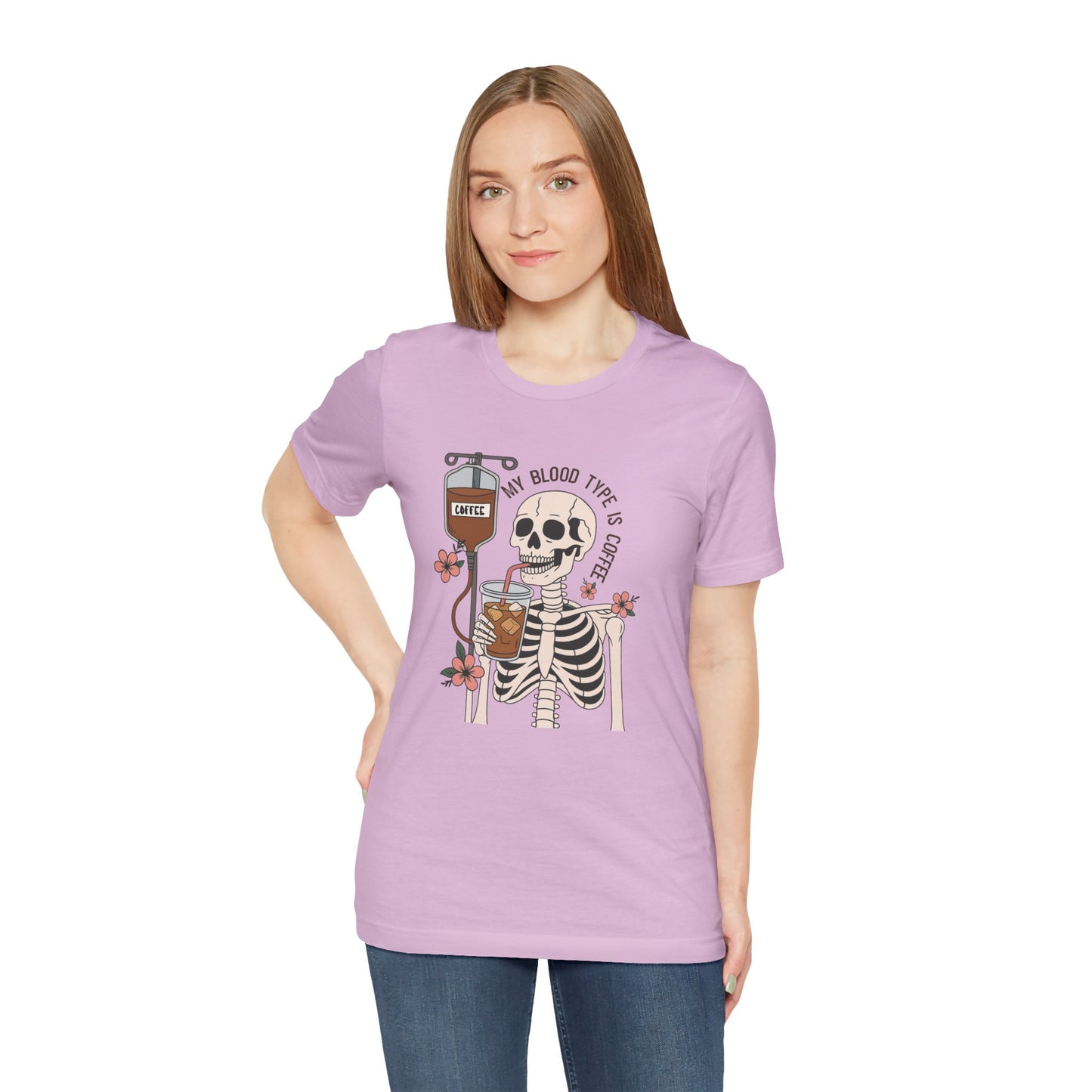 Coffee Lover's Skeleton Tee - Unisex Short Sleeve Shirt, Ideal Gift for Coffee Addicts, Fun Halloween Apparel, Quirky Coffee Shirt