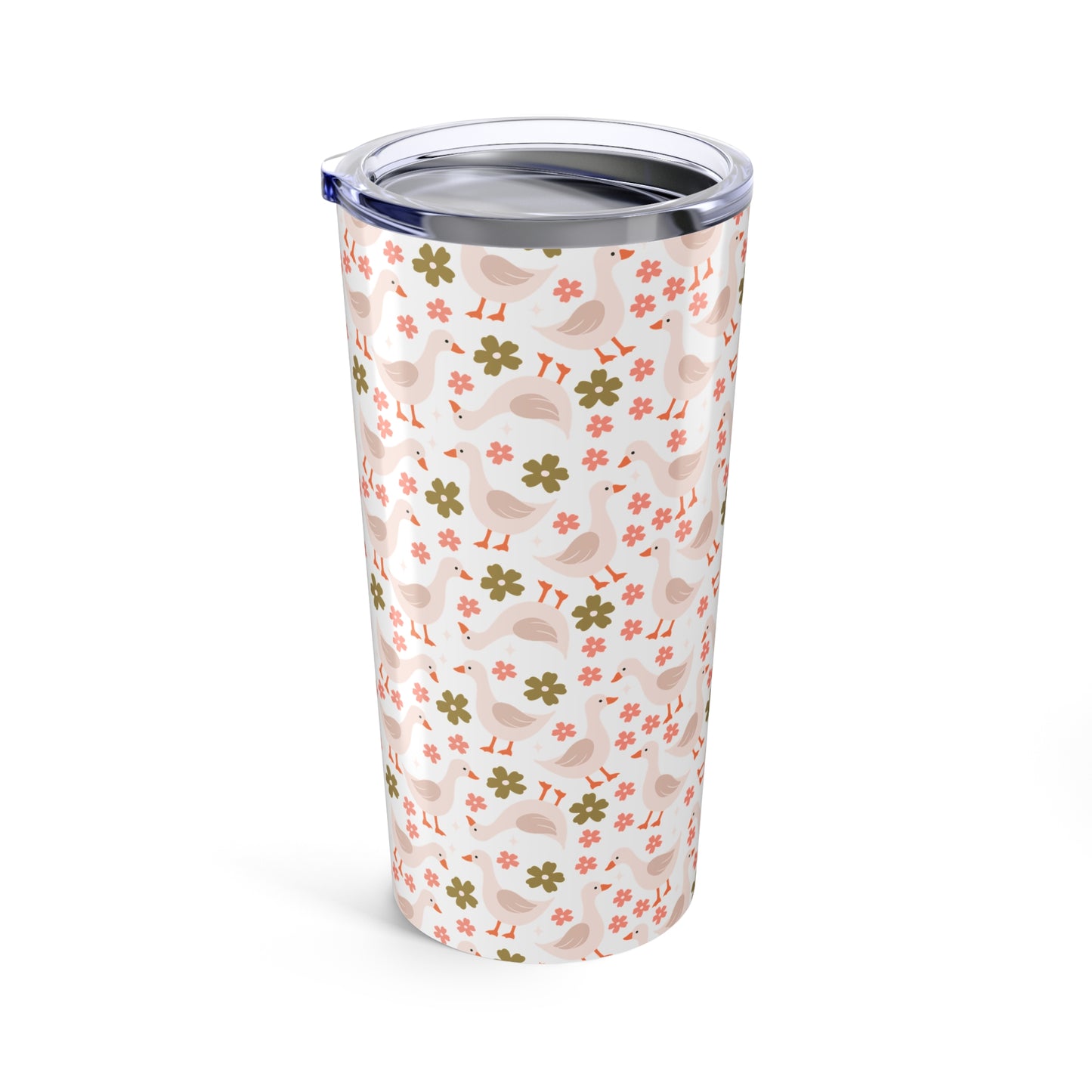 Charming Floral Tumbler, 20oz Travel Mug, Cute Gift for Bird Lovers, Nature Lover Drinkware, Eco-Friendly Cup