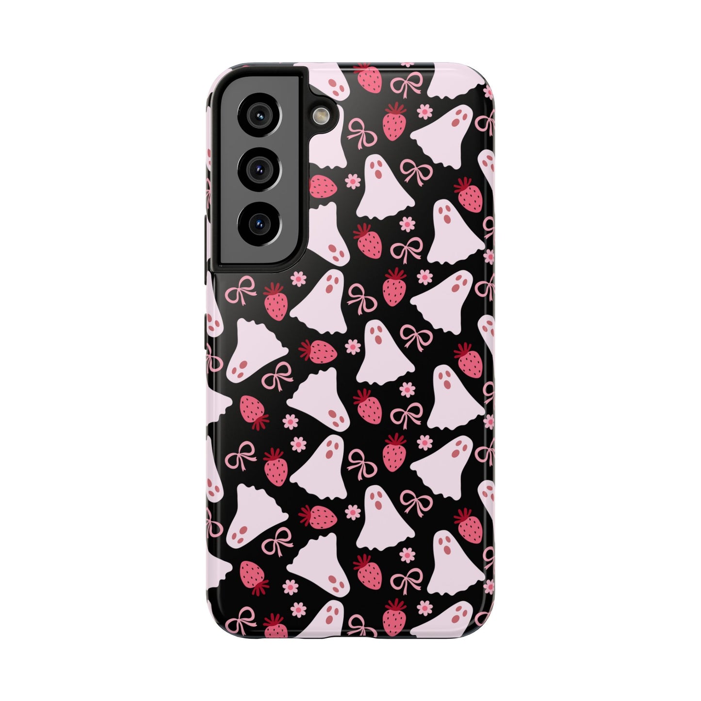 Cute Ghosts and Strawberries Phone Case | Tough Phone Cases, Halloween Accessories, Unique Gift Ideas, Spooky Aesthetic, Everyday Style