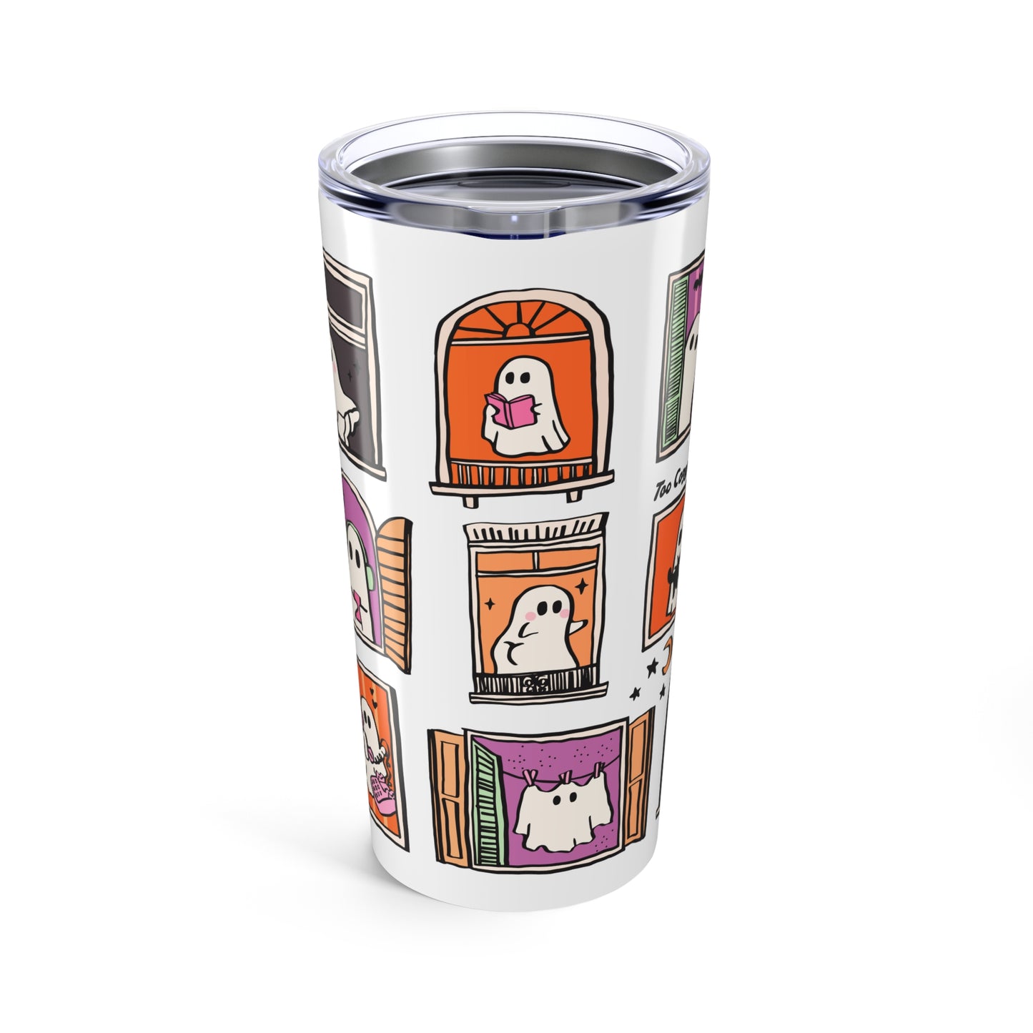 Whimsical Ghost Tumbler 20oz - Cute Halloween Drinkware, Spooky Gift for Ghost Lovers, Fall Decor, Cozy Sips