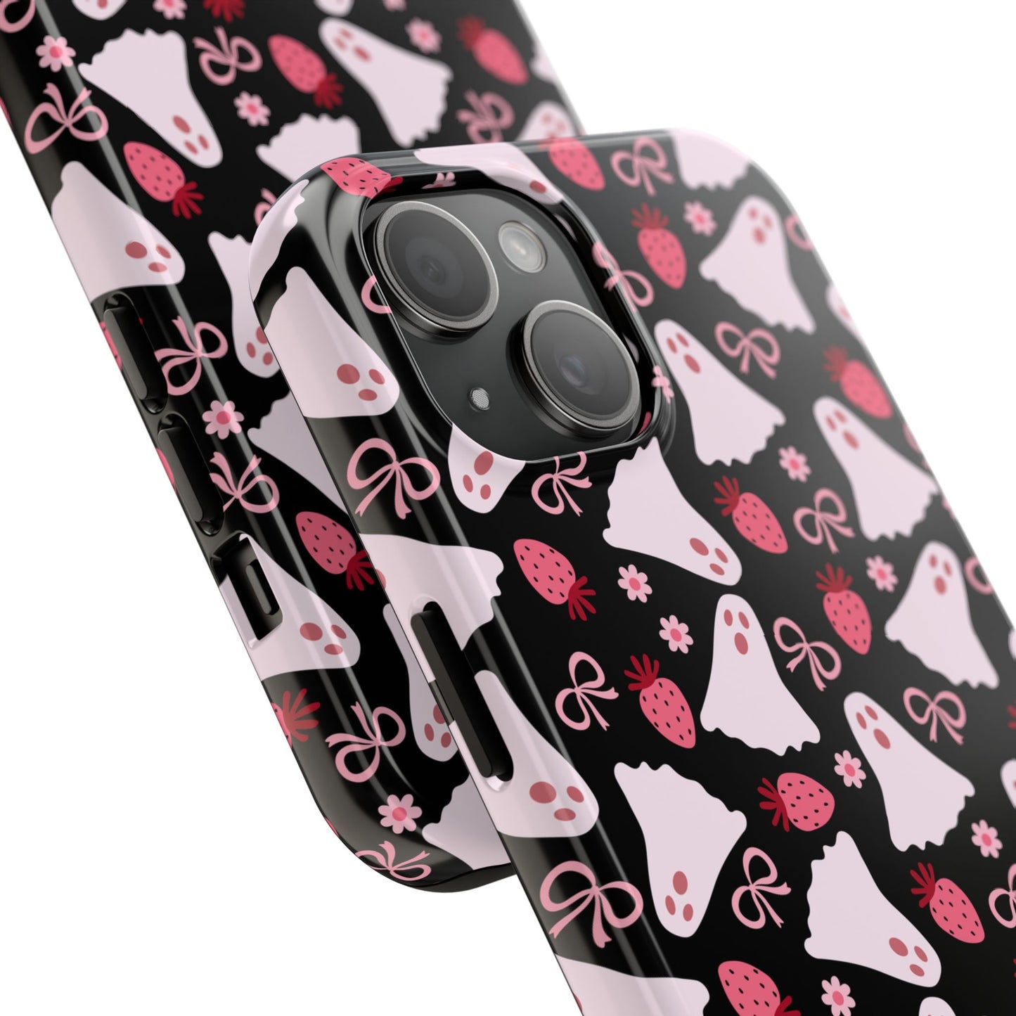 Cute Ghosts and Strawberries Phone Case | Tough Phone Cases, Halloween Accessories, Unique Gift Ideas, Spooky Aesthetic, Everyday Style