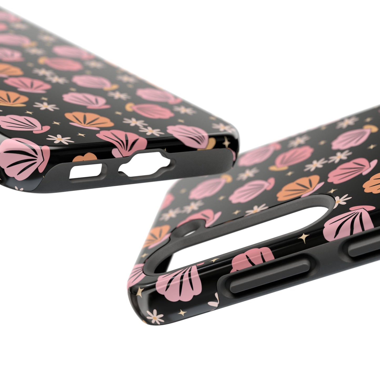 Floral Tough Phone Cases for Trendy Protection, Shell Pattern Phone Cover, Vibrant Floral Case, Girly Gift, Cute Tech Accessories